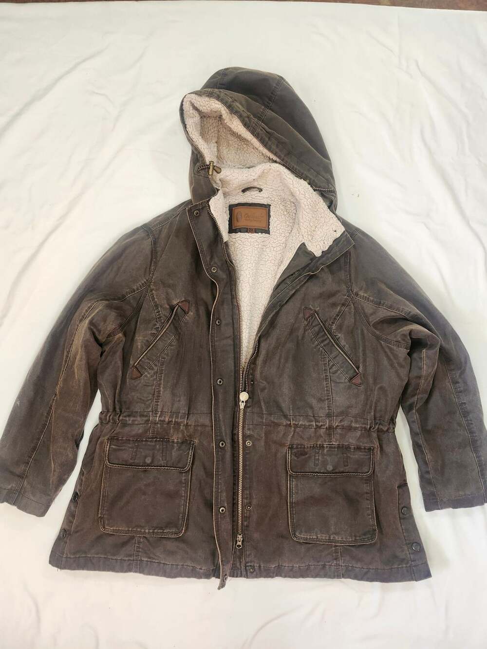 Outback Trading Company Brown Sherpa Lined Hooded Winter Coat Size 2X